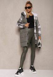 Ciemnozielone Legginsy z Imitacji Skóry High Waist z Polarem Selabra. Zielone legginsy damskie Renee, l, bez wzorów, z jeansu. Za 34.99 zł.