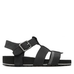 Sandały Timberland. Czarne sandały damskie Timberland, bez wzorów, bez obcasa, na płaskiej podeszwie. Za 469.99 zł.