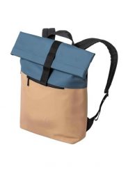 Plecak zwijany z kieszenią na laptopa – Camel/Navy Meatfly. Niebieskie plecaki damskie Meatfly, bez wzorów, z materiału, biznesowe. Za 203.99 zł.