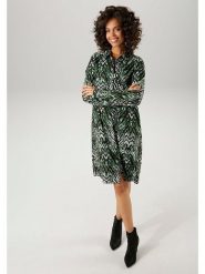 Aniston Sukienka w kolorze zielono-czarnym rozmiar: 42. Czarne sukienki damskie Aniston, na co dzień, bez wzorów, z wiskozy, bez kołnierzyka, bez ramiączek, midi, proste. Za 95.92 zł.