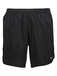 Reebok Szorty w kolorze czarnym do biegania rozmiar: M. Czarne szorty męskie Reebok, z materiału, bez kołnierzyka. Za 79.45 zł.