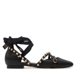 Baleriny TWINSET. Czarne baleriny damskie Twinset, bez wzorów, bez obcasa. Za 569.99 zł.