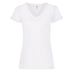 Koszulka Damska Valueweight Plain V Neck T-shirt. Białe bluzki damskie Fruit of the Loom, bez wzorów, bez kołnierzyka. Za 37.99 zł.