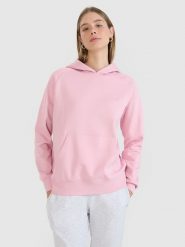 4F Bluza dresowa nierozpinana z kapturem damska - różowa XS. Czerwone bluzy z kapturem damskie 4f, xs, z bawełny. Za 149.99 zł.