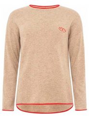 Zwillingsherz Sweter "Double heart" w kolorze beżowym rozmiar: S. Brązowe swetry klasyczne damskie Zwillingsherz, s, z kaszmiru, bez kołnierzyka. Za 216.22 zł.