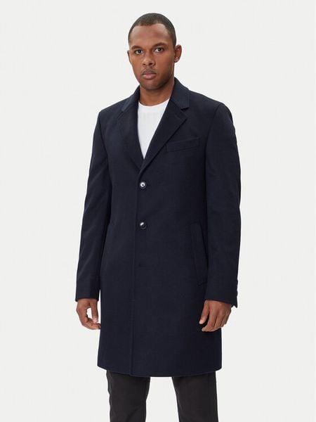 BOSS Płaszcz wełniany Hyde 50549187 Granatowy Slim Fit. Niebieskie płaszcze męskie Boss, na zimę, m, bez wzorów, z wełny. Za 2,429.00 zł.