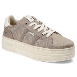 Złote Sneakersy Mustang Sportowe Obuwie Damskie. Żółte buty sportowe na co dzień damskie Mustang, bez wzorów, z materiału, trekkingowe. Za 229.00 zł.
