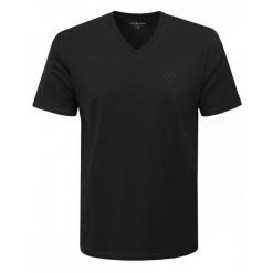 Koszulka Męska (T-Shirt) - Pako Jeans - Czarna, Dekolt V-Neck (Serek). Czarne t-shirty męskie Pako Jeans, l, bez wzorów, z bawełny, bez kołnierzyka. Za 65.00 zł.
