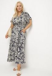 Granatowa Sukienka Wiskozowa w Kwiaty Rozkloszowana Efrisa. Niebieskie sukienki damskie Born2be, na co dzień, na lato, xl, bez wzorów, z wiskozy, eleganckie, bez kołnierzyka, bez ramiączek, maxi, rozkloszowane. W wyprzedaży za 87.99 zł.