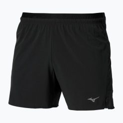 Spodenki do biegania męskie Mizuno Active Alpha 5.5. Czarne szorty męskie Mizuno, z elastanu, bez kołnierzyka. Za 139.99 zł.