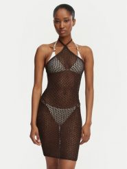 Guess Sukienka plażowa E6GK05 Z5402 Brązowy ciemny Regular Fit. Brązowe sukienki damskie Guess, na plażę, l, z aplikacjami, z syntetyku, bez kołnierzyka, bez ramiączek. Za 399.99 zł.