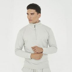 Bluza sportowa z bawełny F CLUB jasnoszara z 1/4 zamkiem. Szare bluzy sportowe męskie Legea, xl, z bawełny. Za 100.00 zł.