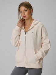 4F Bluza dresowa loose z kapturem damska - kremowa M. Brązowe bluzy z kapturem damskie 4f, m, z dresówki. Za 159.99 zł.