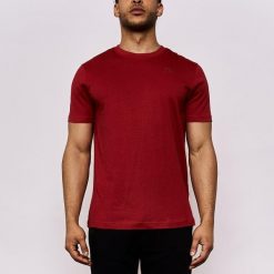 T-shirt slim fit Kappa Cafers. Czerwone t-shirty męskie Kappa, bez wzorów, bez kołnierzyka. Za 126.50 zł.