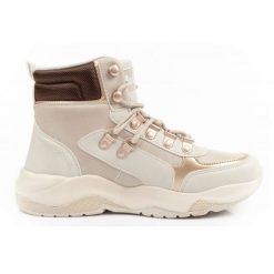 Buty Lee Cooper LCJ-24-03-3047L beżowy. Brązowe buty sportowe na co dzień damskie bez wzorów, z polaru, trekkingowe. Za 466.73 zł.