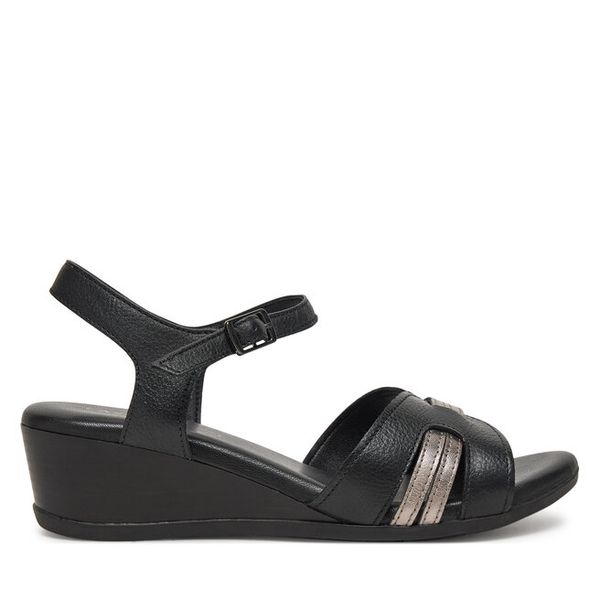 Sandały Lasocki. Czarne sandały damskie Lasocki, bez wzorów, bez obcasa, na koturnie. Za 127.99 zł.