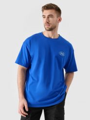 4F T-shirt oversize z nadrukiem męski - niebieski S. Niebieskie t-shirty męskie 4f, m, bez wzorów, z bawełny, bez kołnierzyka. W wyprzedaży za 49.99 zł.