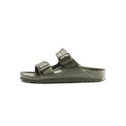 Klapki damskie Birkenstock Arizona Birkoflor. Zielone klapki damskie Birkenstock, bez wzorów, z materiału, bez obcasa. Za 356.00 zł.