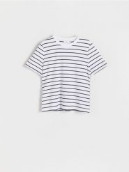 T-shirt regular z merceryzowanej bawełny - wielobarwny. T-shirty damskie Reserved, l, bez wzorów, z bawełny, bez kołnierzyka. Za 79.99 zł.