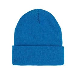 Czapka Zimowa Morska, Turkusowa, Beanie, Odwijana, Męska -EM Men's Accessories- Jednokolorowa. Niebieskie czapki męskie Em men's accessories, na zimę, bez wzorów, ze skóry. Za 59.99 zł.