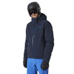 Kurtka narciarska Helly Hansen Alpha Lifalfolt. Niebieskie kurtki męskie Helly Hansen, na zimę, m, bez wzorów, eleganckie, bez kaptura. W wyprzedaży za 2,000.00 zł.