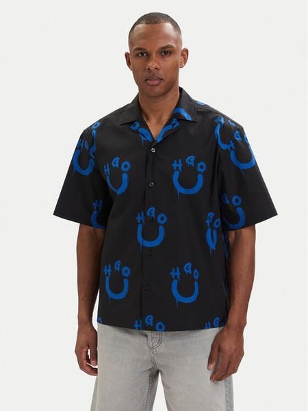 HUGO Koszula Eligino 50561691 Czarny Relaxed Fit. Czarne koszule męskie Hugo, m, bez wzorów, z bawełny, bez kołnierzyka, bez ramiączek. Za 399.99 zł.