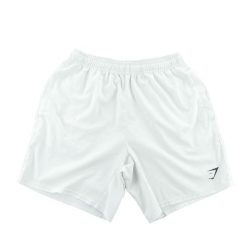 Szorty do biegania damskie Gymshark. Białe spodenki sportowe damskie Gymshark, bez wzorów, z materiału, sportowe. Za 63.86 zł.