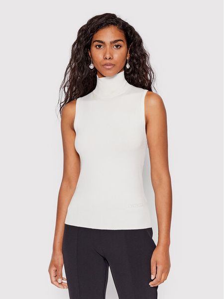 Guess Golf Zelinda W2YR32 Z2V62 Biały Slim Fit. Białe golfy damskie Guess, s, z aplikacjami, z wiskozy, bez ramiączek. Za 179.99 zł.