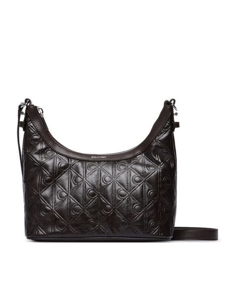 Calvin Klein Torebka Emblem Aop Debossed Shoulder Bag LV04F3874G Brązowy. Brązowe torebki klasyczne damskie CALVIN KLEIN, bez wzorów, ze skóry, bez dodatków. Za 529.99 zł.