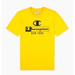 Koszulka sportowa męska Champion 217997YS113. Żółte t-shirty sportowe męskie CHAMPION, l, z bawełny, bez ramiączek, na fitness i siłownię. Za 71.40 zł.
