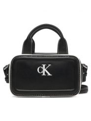 Calvin Klein Torebka Contrast Ck Mini Bauletto Bag LV04F1257G Czarny. Czarne torebki klasyczne damskie CALVIN KLEIN, bez wzorów, ze skóry, bez dodatków. Za 369.99 zł.