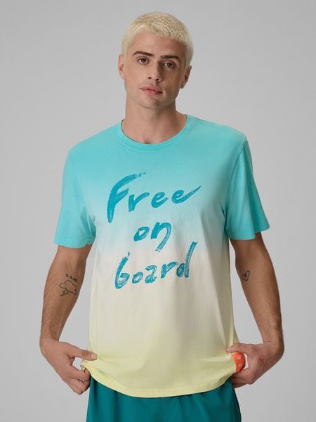 4F T-shirt regular z nadrukiem męski - multikolor S. T-shirty męskie 4f, m, bez wzorów, z jeansu, bez kołnierzyka. Za 89.99 zł.