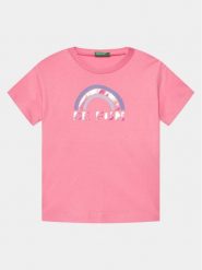 United Colors Of Benetton T-Shirt 3096G10E5 Różowy Boxy Fit. Czerwone koszulki dziewczęce United Colors Of Benetton, bez wzorów, z bawełny, bez ramiączek. Za 59.99 zł.