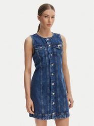 Calvin Klein Jeans Sukienka jeansowa LV047F761G Granatowy Slim Fit. Niebieskie sukienki damskie Calvin Klein Jeans, xs, bez wzorów, z bawełny, bez kołnierzyka, bez ramiączek. Za 489.99 zł.