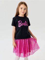 Bawełniany komplet: koszulka i spódnica Barbie - wielobarwny. Koszulki dziewczęce Sinsay, l, bez wzorów, z bawełny, bez ramiączek. Za 45.99 zł.