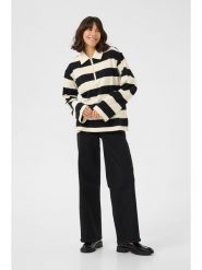 Kaffe Koszulka polo w kolorze kremowo-czarnym rozmiar: M. Brązowe bluzki damskie Kaffe, m, bez wzorów, z bawełny, bez kołnierzyka, bez ramiączek. Za 95.69 zł.