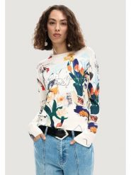 Desigual Sweter Nantes Lacroix 26SWJF35 Écru Regular Fit. Swetry klasyczne damskie Desigual, l, z wiskozy, bez kołnierzyka. Za 429.99 zł.