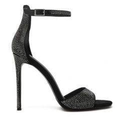 Sandały Eva Minge. Czarne sandały damskie Eva Minge, bez wzorów, bez obcasa, na szpilce. Za 479.99 zł.