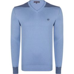 FELIX HARDY sweter męski XXL niebieski. Niebieskie swetry męskie Felix Hardy, m, z aplikacjami, bez kołnierzyka. Za 169.00 zł.