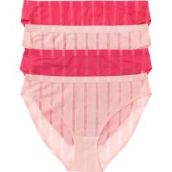 Figi z mikrofibry cięte laserowo (4 pary) bonprix malinowy + jasnoróżowy. Czerwone figi damskie bonprix, z aplikacjami, z mikrofibry. Za 39.96 zł.