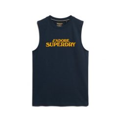 Damski tank top Superdry Sport Luxe. Niebieskie topy sportowe damskie Superdry., bez wzorów, bez ramiączek. W wyprzedaży za 128.65 zł.