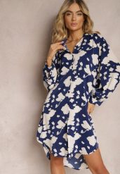 Granatowo-Biała Sukienka o Koszulowym Fasonie Midi Iridesse. Niebieskie sukienki damskie Renee, na lato, l, bez wzorów, bez kołnierzyka, plus size, bez ramiączek, midi, koszulowe. W wyprzedaży za 76.99 zł.