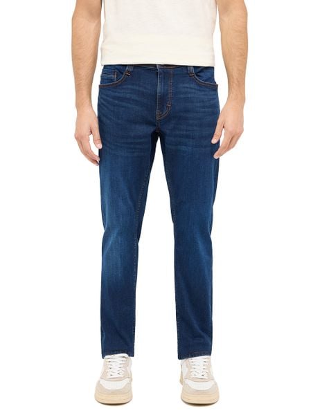 Męskie Spodnie Jeansowe Mustang Style Oregon Slim Denim Blue 1016318 5000 902. Niebieskie spodnie materiałowe męskie Mustang, bez wzorów, z denimu. Za 219.99 zł.