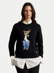 Polo Ralph Lauren Sweter 211B23918001 Czarny Regular Fit. Czarne swetry klasyczne damskie Polo Ralph Lauren, m, bez kołnierzyka. Za 2,699.00 zł.
