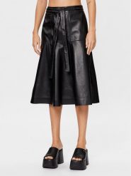 Calvin Klein Spódnica skórzana K20K205820 Czarny Regular Fit. Czarne spódniczki damskie CALVIN KLEIN, bez wzorów, ze skóry. Za 2,069.00 zł.
