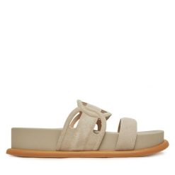 Klapki Liu Jo. Brązowe klapki damskie Liu Jo, bez wzorów, bez obcasa. Za 329.99 zł.