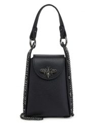 ORE10 Skórzana torebka "Ator" w kolorze czarnym na telefon - 14 x 20 x 7 cm rozmiar: onesize. Czarne torebki klasyczne damskie ORE10, z aplikacjami, z materiału, bez dodatków. Za 201.45 zł.