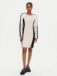 DKNY Sukienka codzienna DD4E1B89 Beżowy Regular Fit. Brązowe sukienki damskie DKNY, na co dzień, bez wzorów, z syntetyku, bez kołnierzyka, bez ramiączek, proste. Za 359.99 zł.