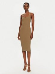 MICHAEL Michael Kors Sukienka dzianinowa MT482IL33D Brązowy Slim Fit. Brązowe sukienki damskie MICHAEL Michael Kors, xs, bez wzorów, z dzianiny, bez kołnierzyka, bez ramiączek. Za 999.99 zł.