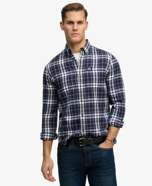 Superdry Koszula Lumberjack z długim rękawem, bawełna - Hampton Check Blue. Niebieskie koszule damskie Superdry., l, z aplikacjami, z bawełny, bez kołnierzyka, bez ramiączek. Za 322.70 zł.